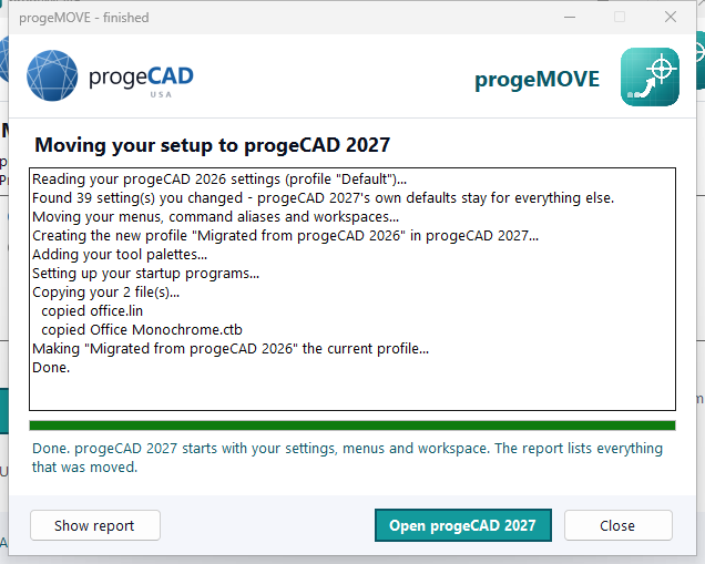 progeMOVE finished migrating to progeCAD 2027